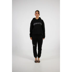 Rhinestone varsity hoodie black