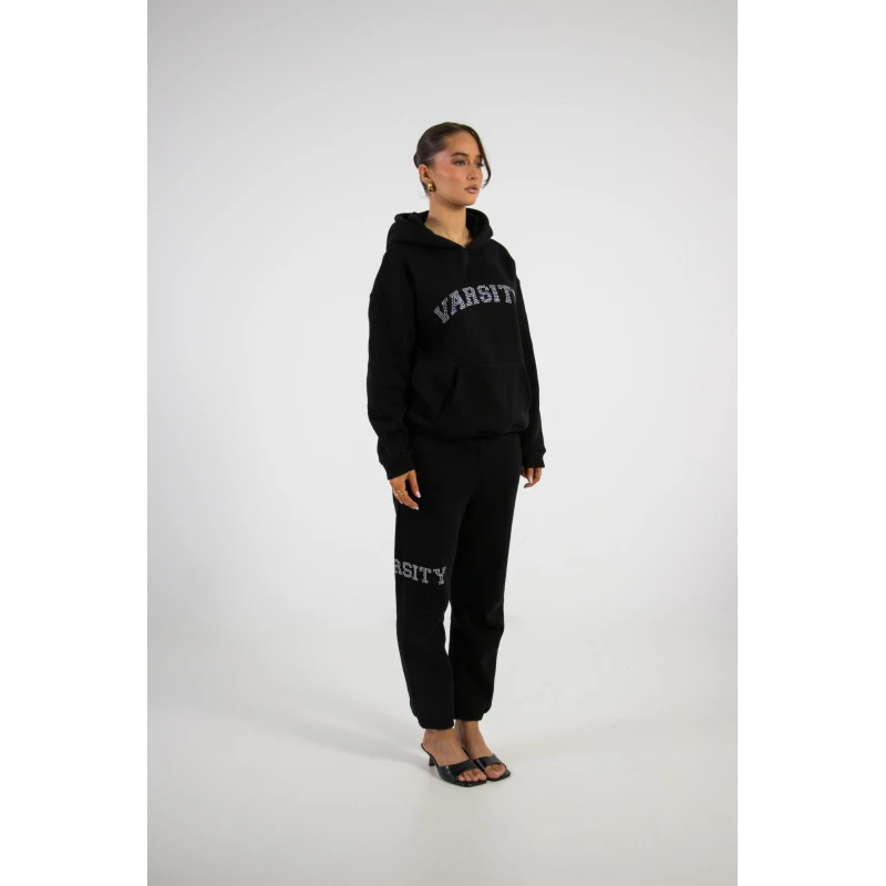 Rhinestone varsity hoodie black - Afbeelding 4