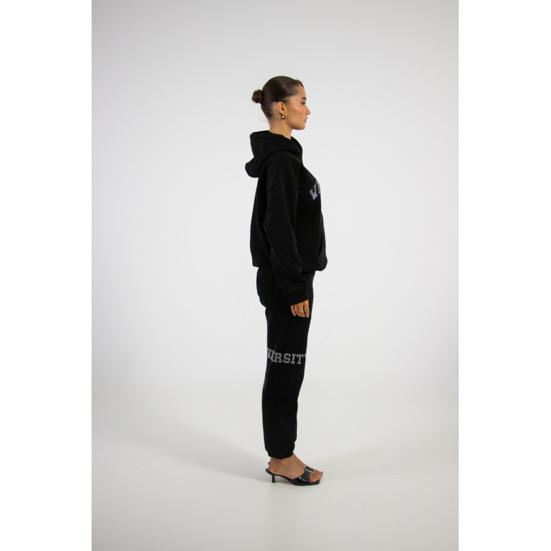 Rhinestone varsity hoodie black - Afbeelding 3