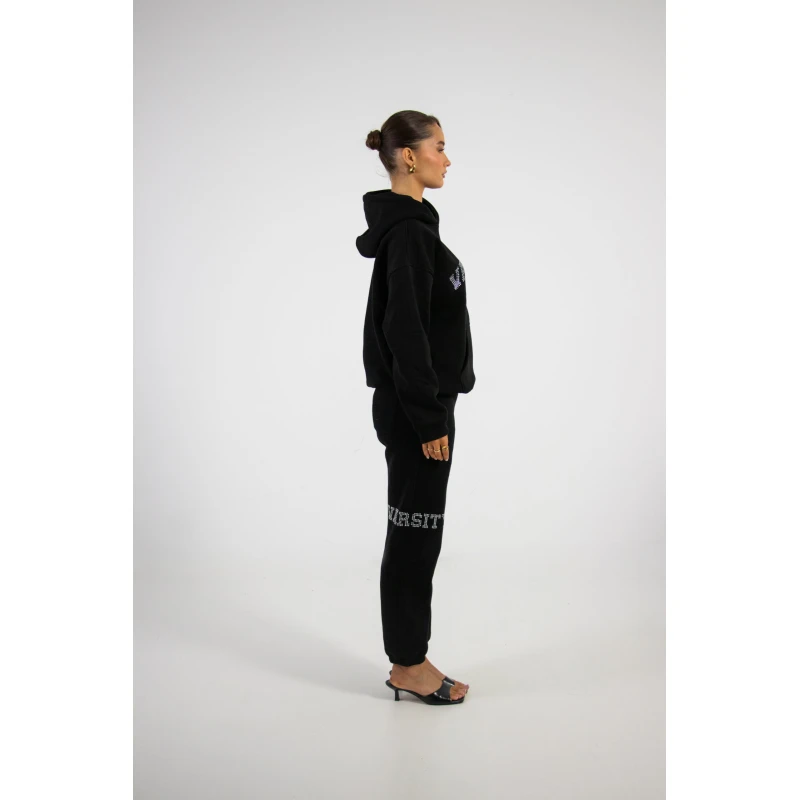 Rhinestone varsity hoodie black - Afbeelding 3