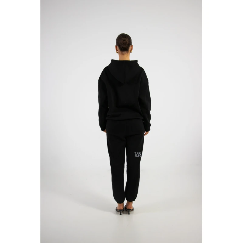 Rhinestone varsity hoodie black - Afbeelding 2